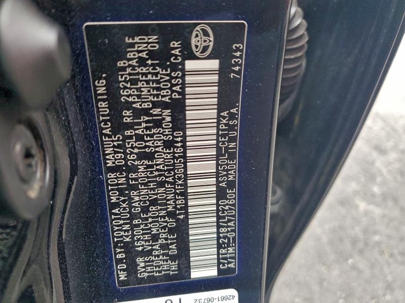 2016 TOYOTA CAMRY LE #3302886892