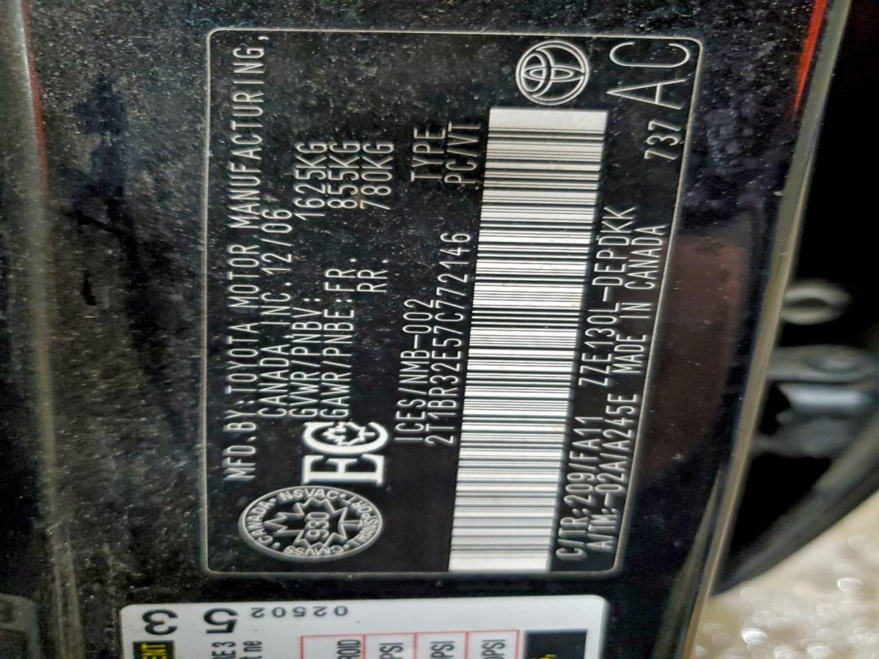 Lot #3311744720 2007 TOYOTA COROLLA CE