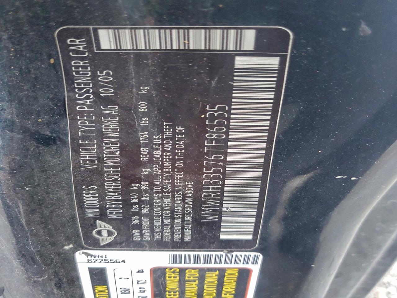 Lot #3315904082 2006 MINI COOPER S