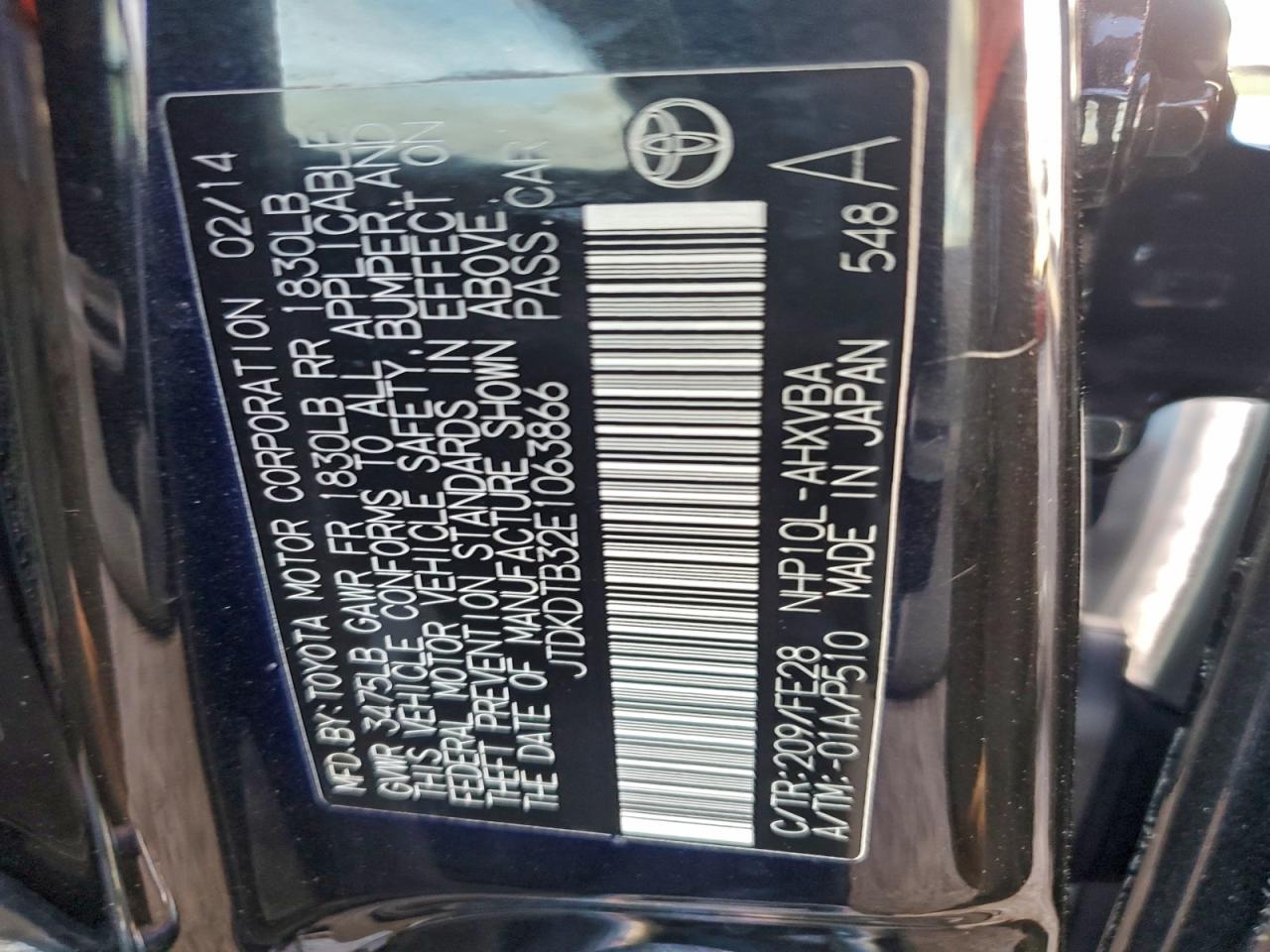 Lot #3311502276 2014 TOYOTA PRIUS C