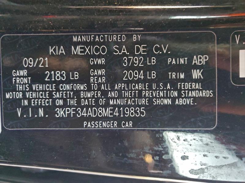 2021 KIA FORTE GT L #3312547818