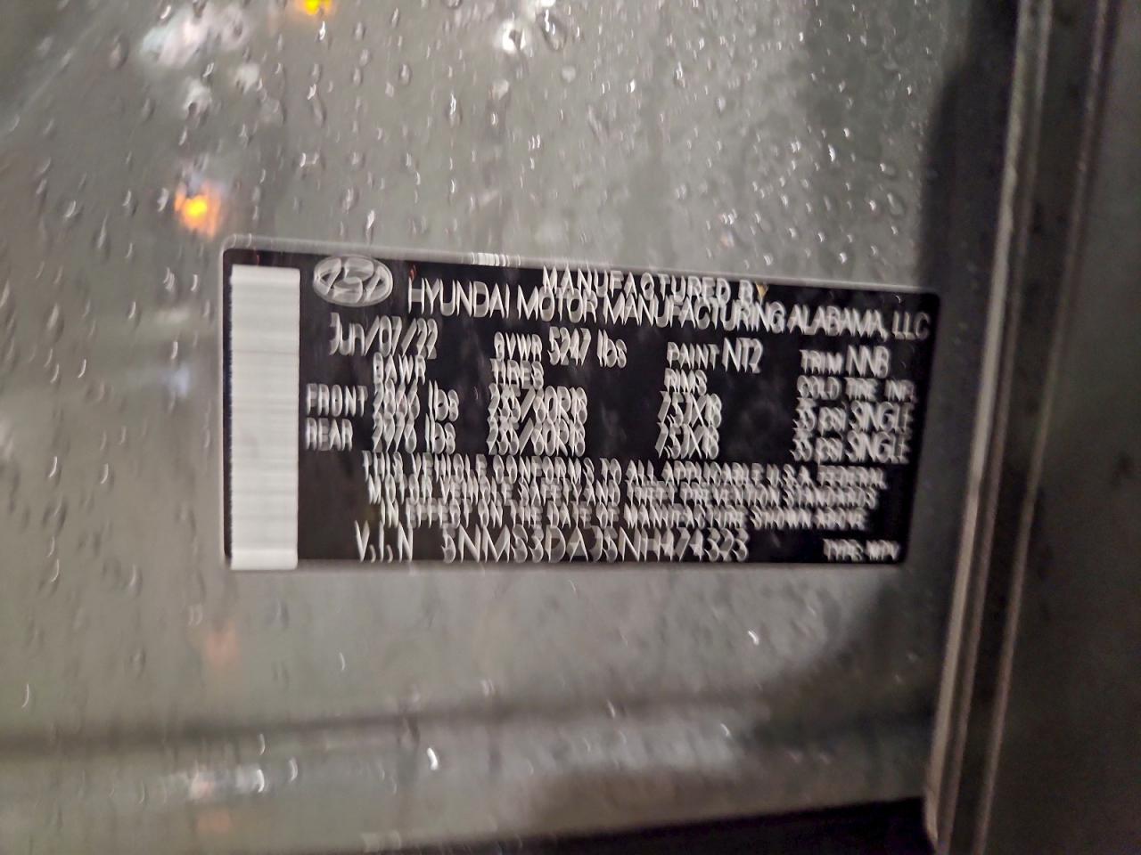 Lot #3317837191 2022 HYUNDAI SANTA FE S