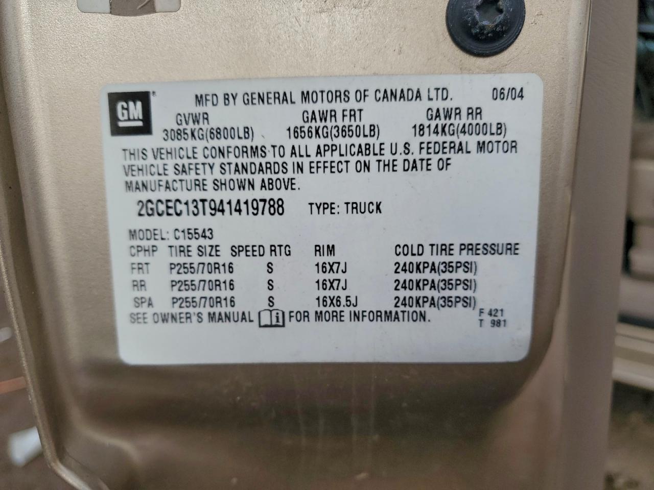 Lot #3317992907 2004 CHEVROLET SILVERADO