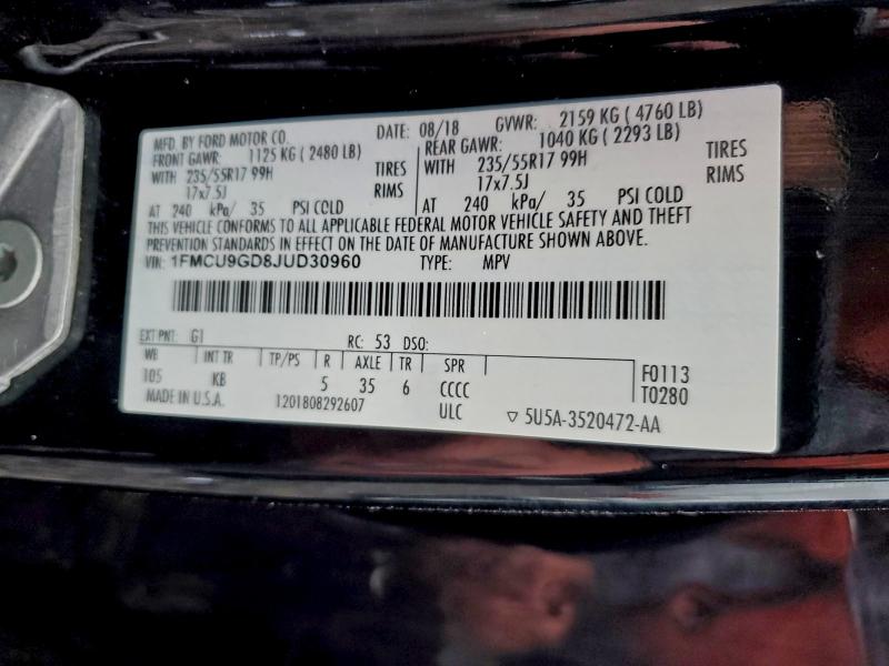 2018 FORD ESCAPE SE #3311721226