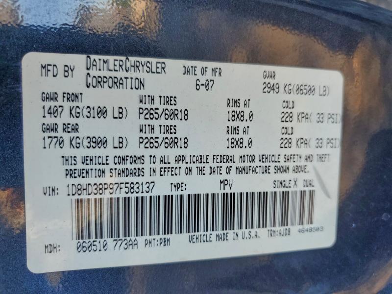 2007 DODGE DURANGO SX #3310388052