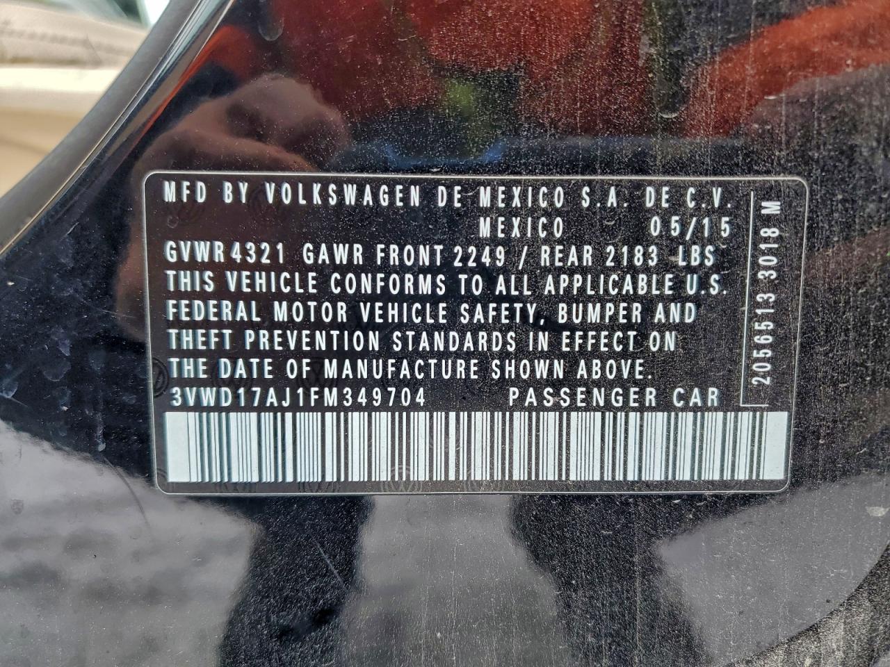 Lot #3311279663 2015 VOLKSWAGEN JETTA SE