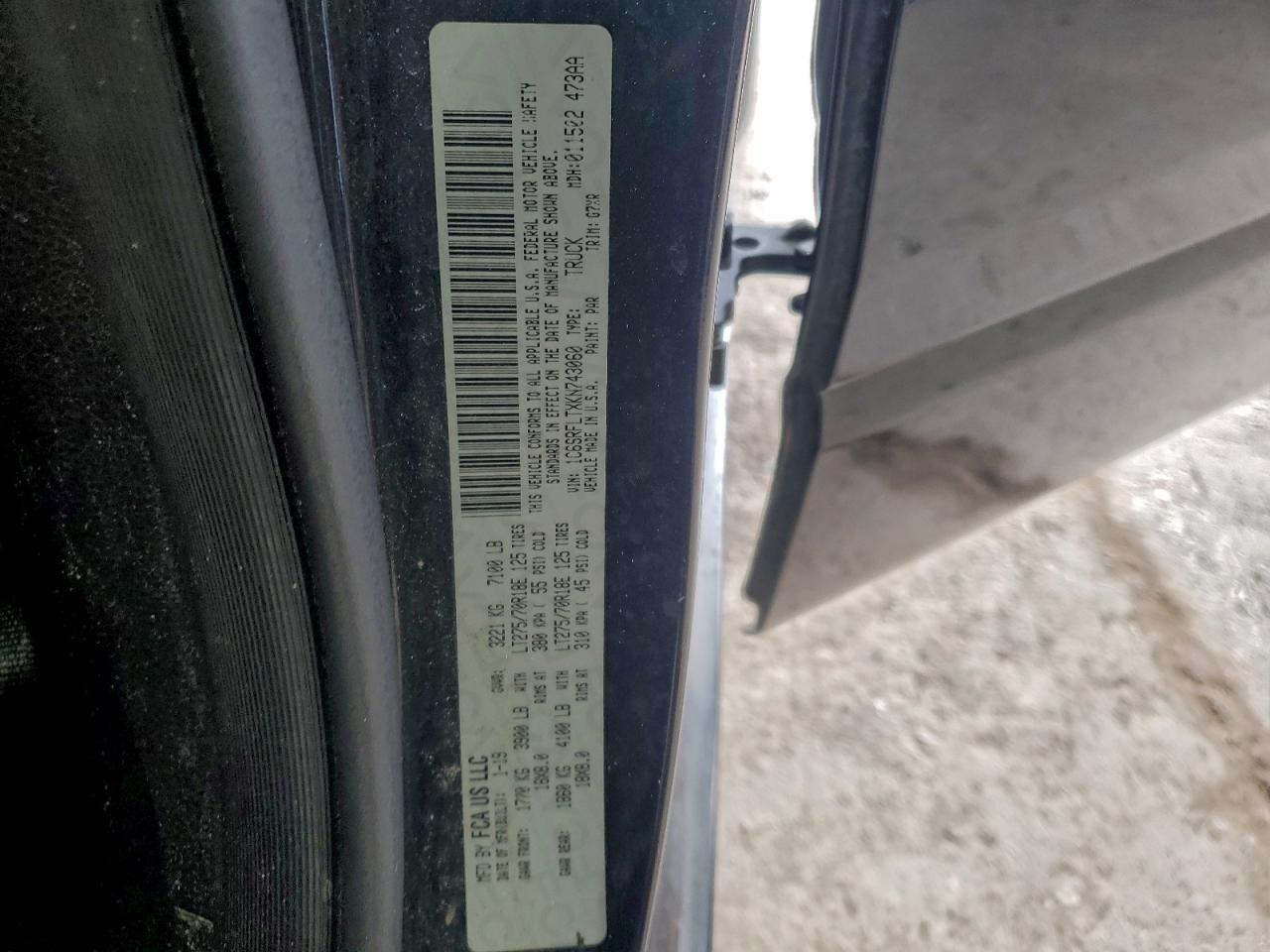 Lot #3316067232 2019 RAM 1500 REBEL