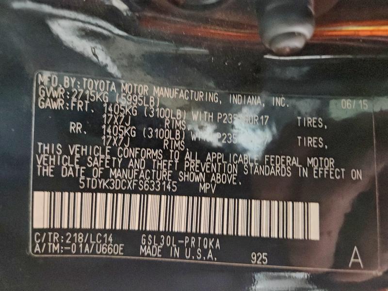 2015 TOYOTA SIENNA XLE #3305472067