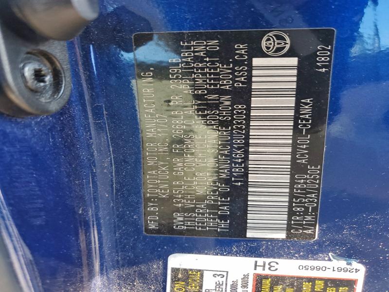 2008 TOYOTA CAMRY CE #3310386958