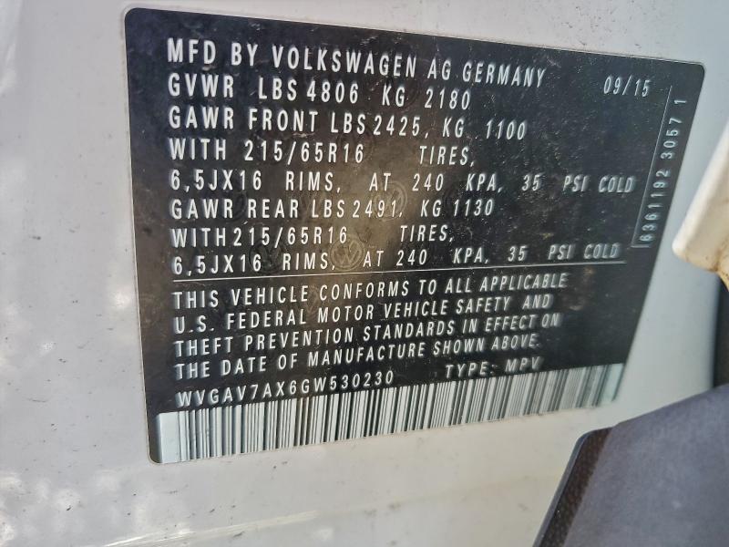 2016 VOLKSWAGEN TIGUAN S #3301622653