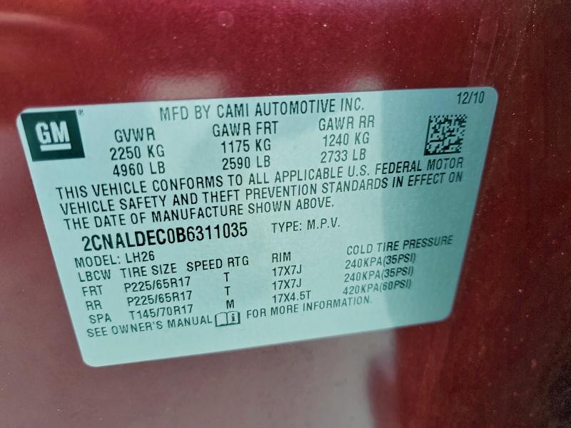 2011 CHEVROLET EQUINOX LT #3316816438