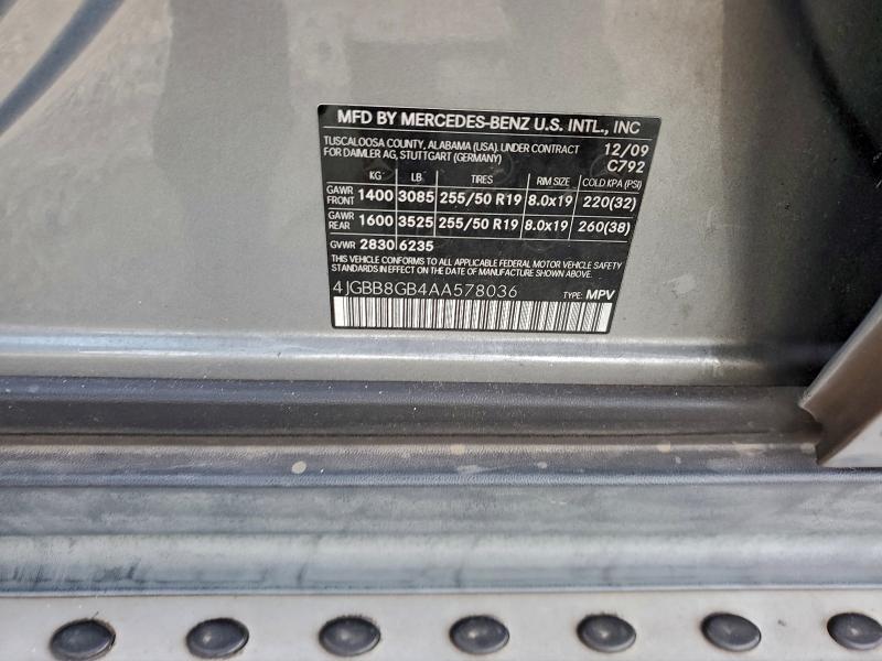 2010 MERCEDES-BENZ ML 350 4MA #3303972734