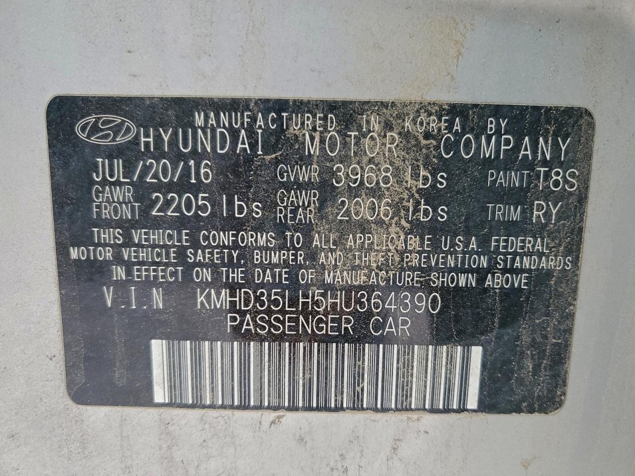 Lot #3310357963 2017 HYUNDAI ELANTRA GT