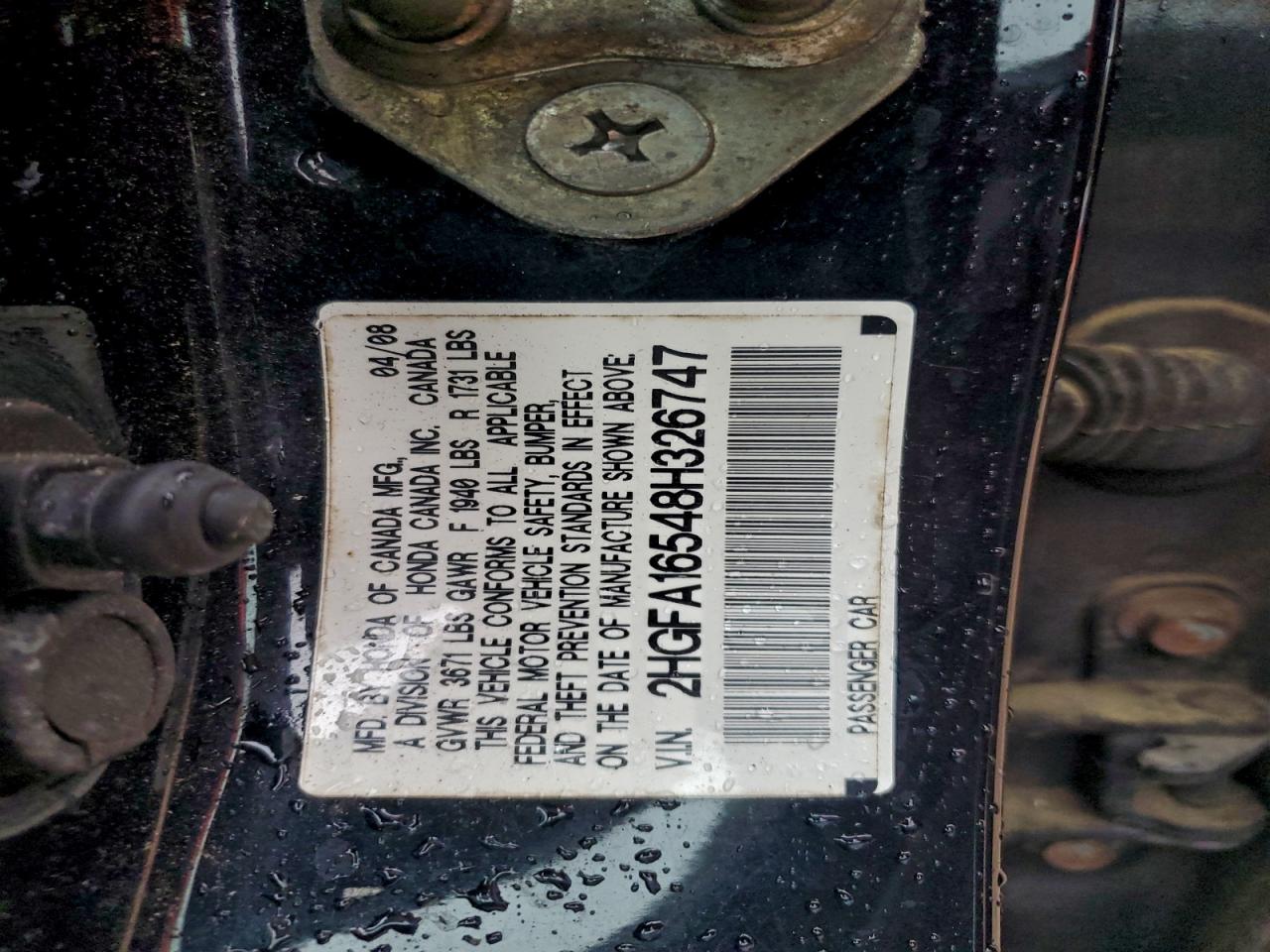 Lot #3302766453 2008 HONDA CIVIC LX