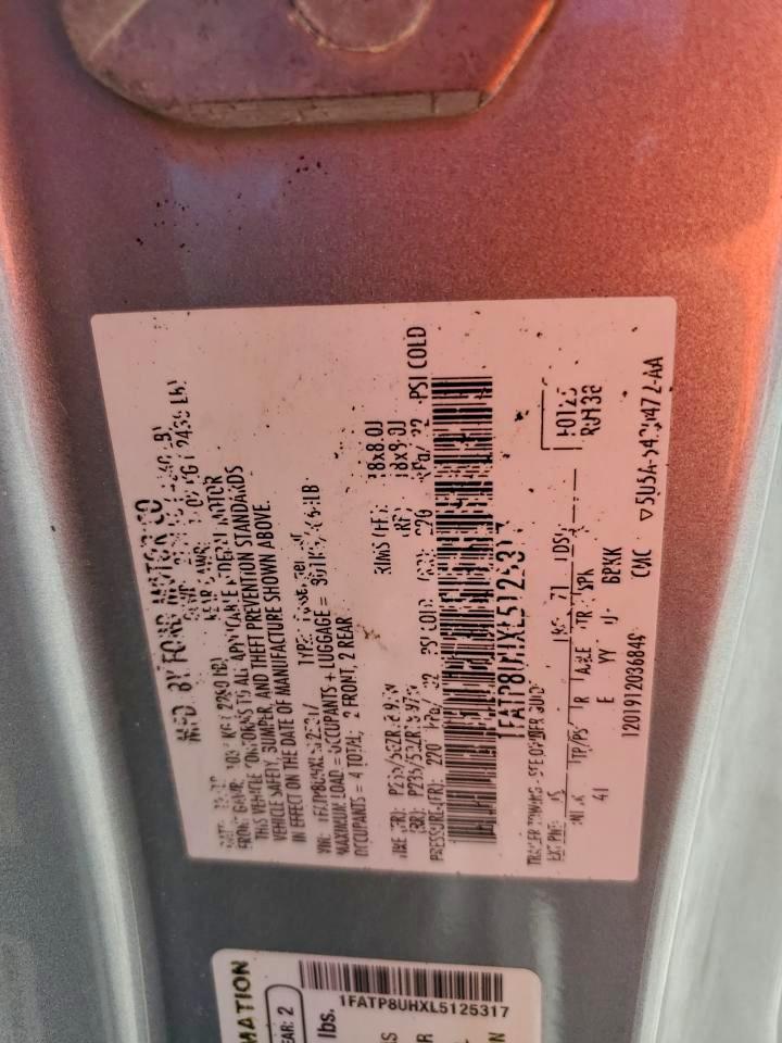 Lot #3316803397 2020 FORD MUSTANG