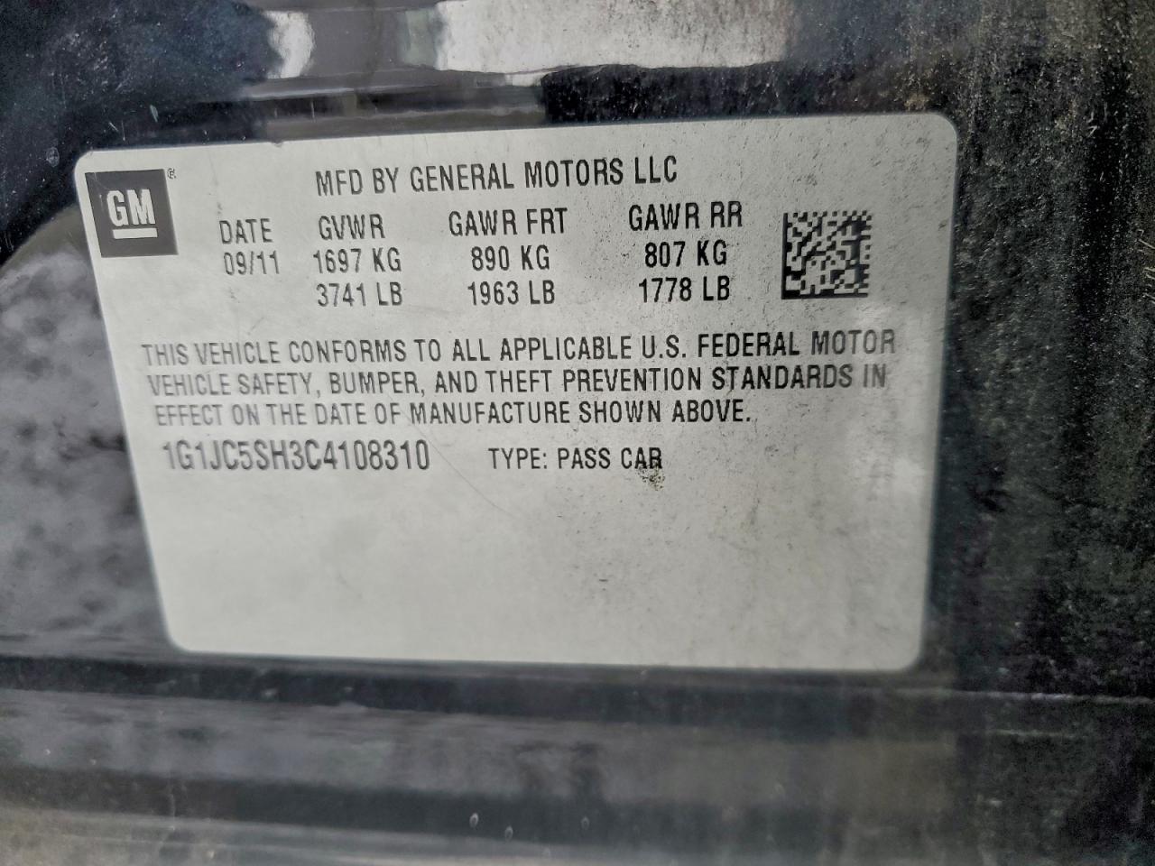 Lot #3316813432 2012 CHEVROLET SONIC LT