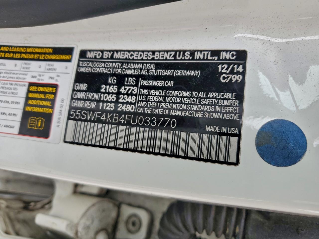 Lot #3302706113 2015 MERCEDES-BENZ C 300 4MAT