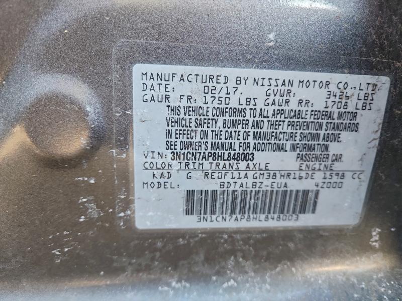 2017 NISSAN VERSA S #3317703107