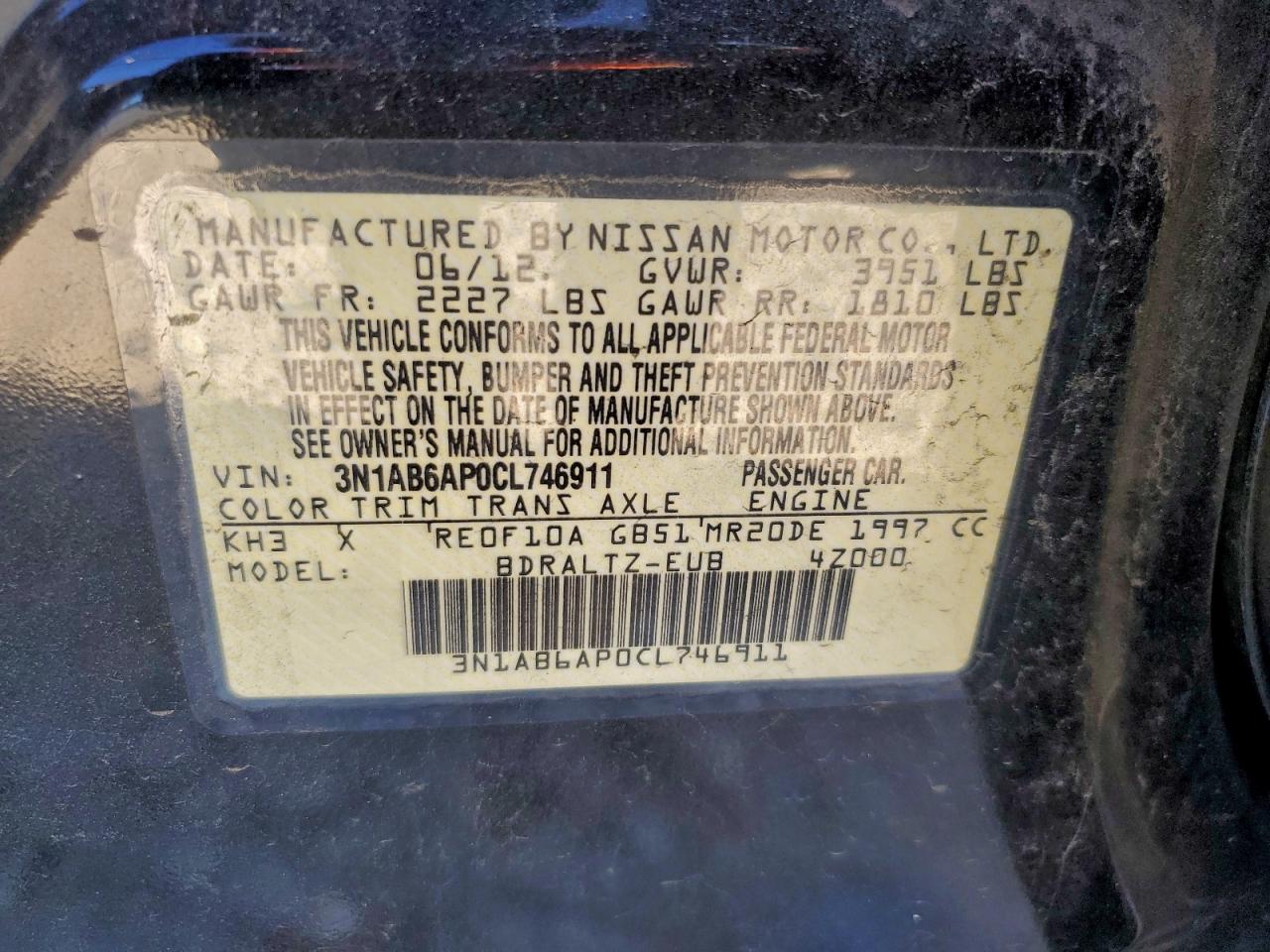 Lot #3306895894 2012 NISSAN SENTRA 2.0