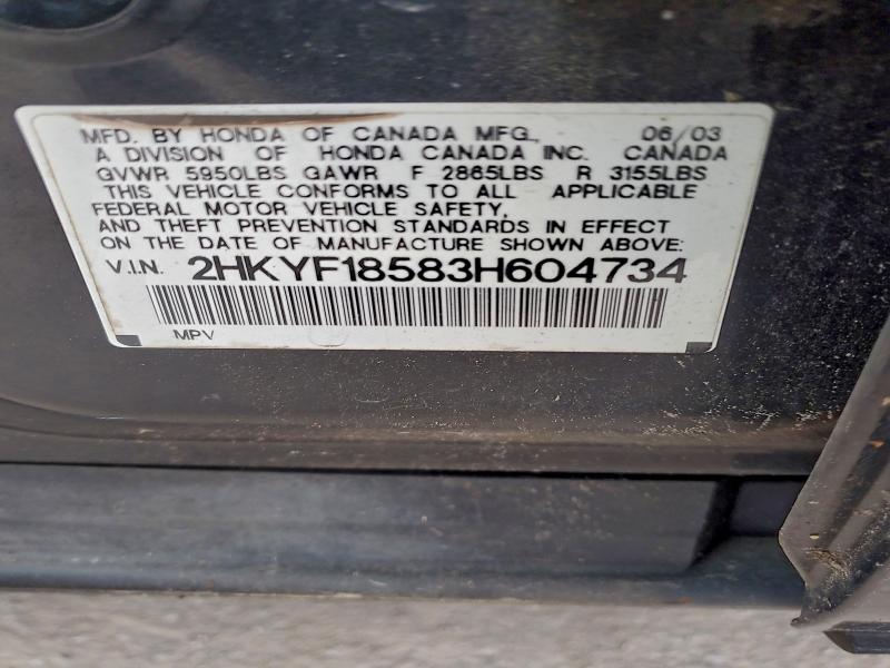 2003 HONDA PILOT EXL #3315679779