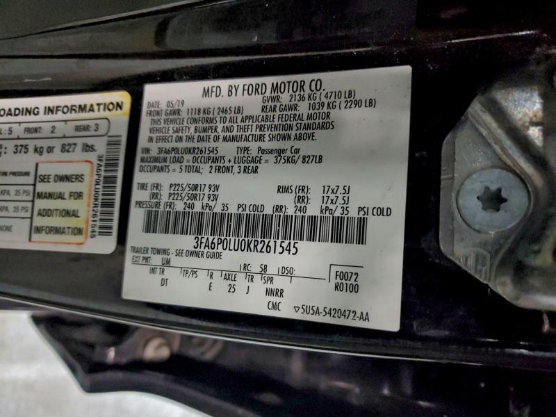 2019 FORD FUSION SE #3302762350