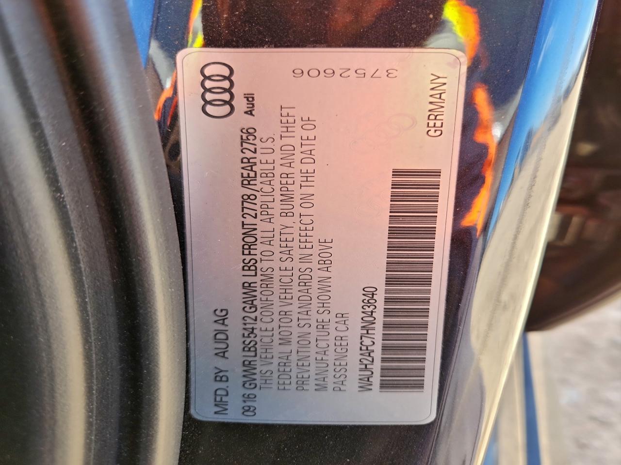 Lot #3318865913 2017 AUDI A6 PRESTIG