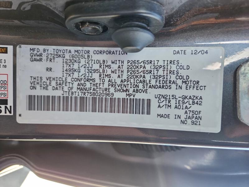 2005 TOYOTA 4RUNNER LI #3318318891