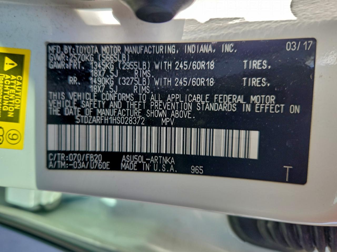 Lot #3308364282 2017 TOYOTA HIGHLANDER