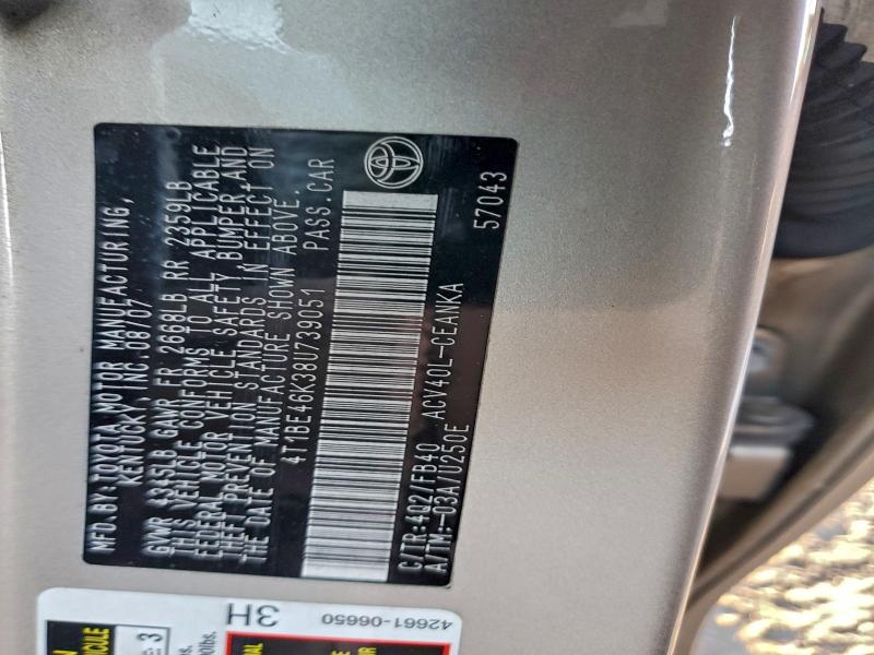 2008 TOYOTA CAMRY CE #3309504624