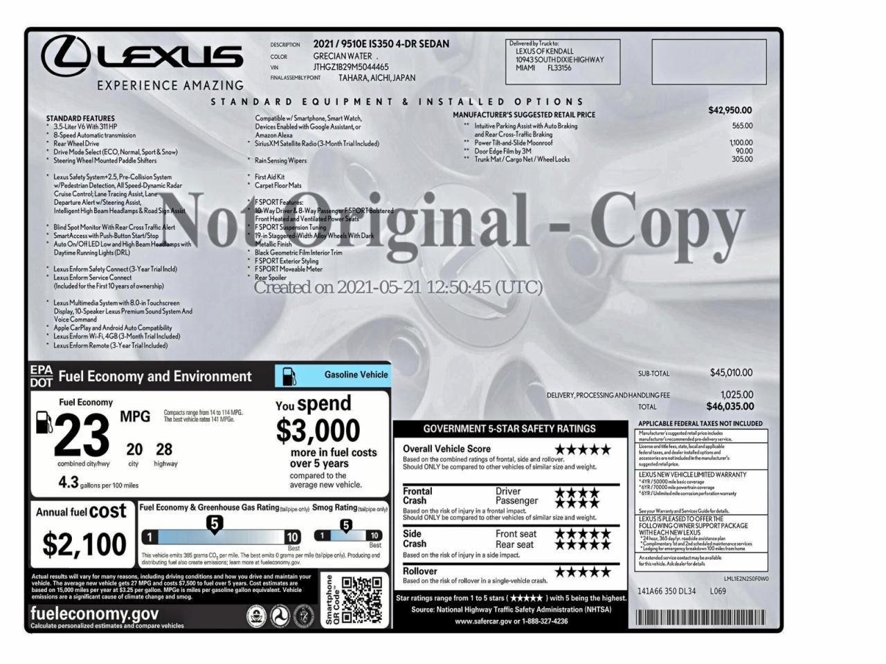 LEXUS IS 350 F SPORT