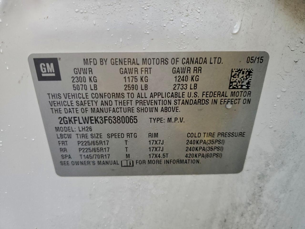 Lot #3304521443 2015 GMC TERRAIN SL