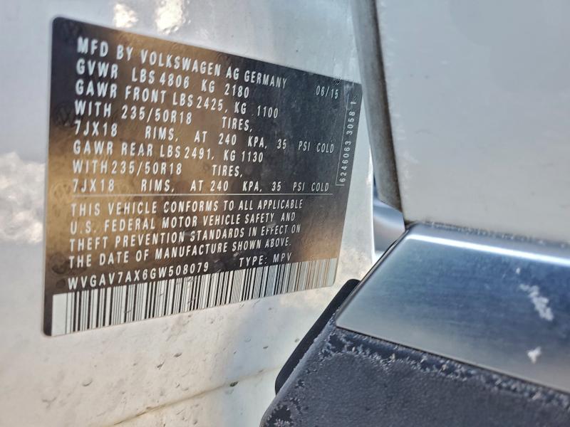 2016 VOLKSWAGEN TIGUAN S #3302003164