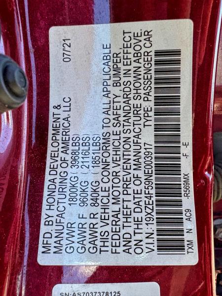 2022 HONDA INSIGHT EX #3302667052