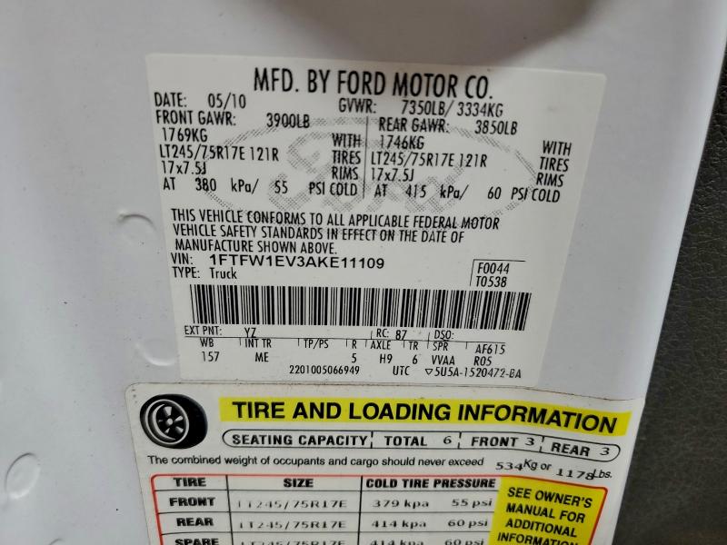 2010 FORD F150 SUPER #3305313325