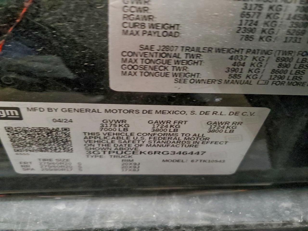 Lot #3317822195 2024 GMC SIERRA K15