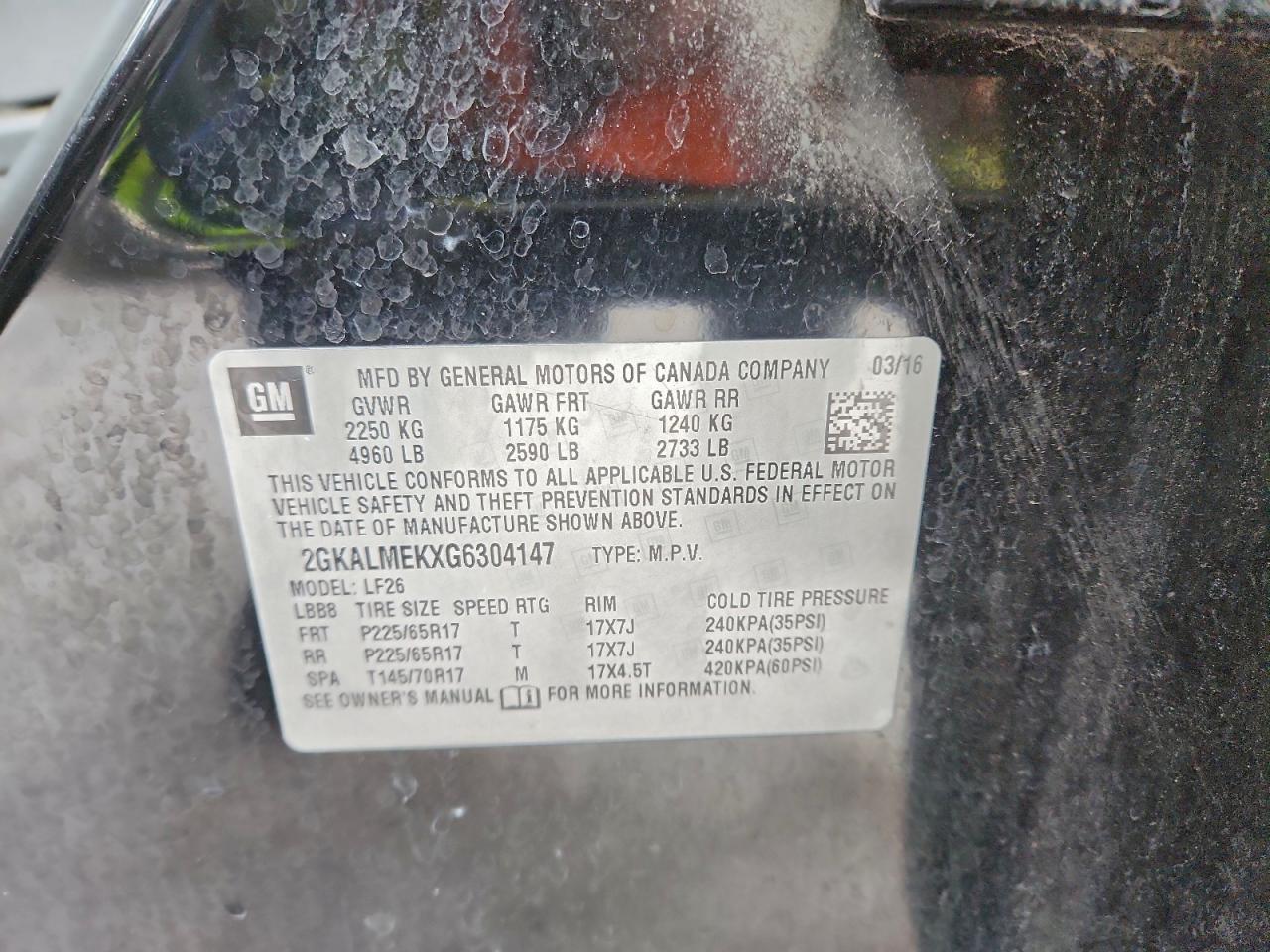 Lot #3318879923 2016 GMC TERRAIN SL