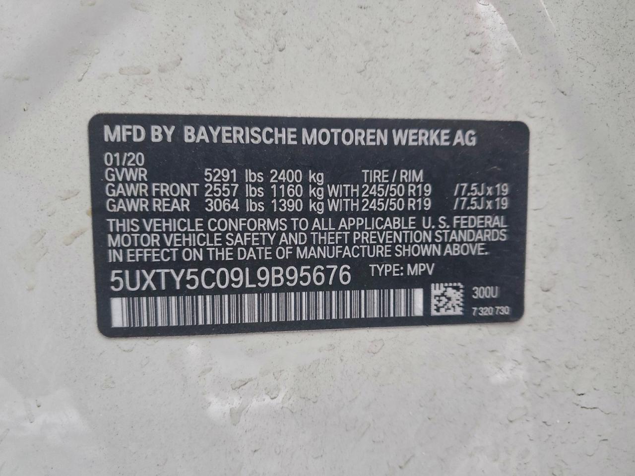 Lot #3316120225 2020 BMW X3 XDRIVE3