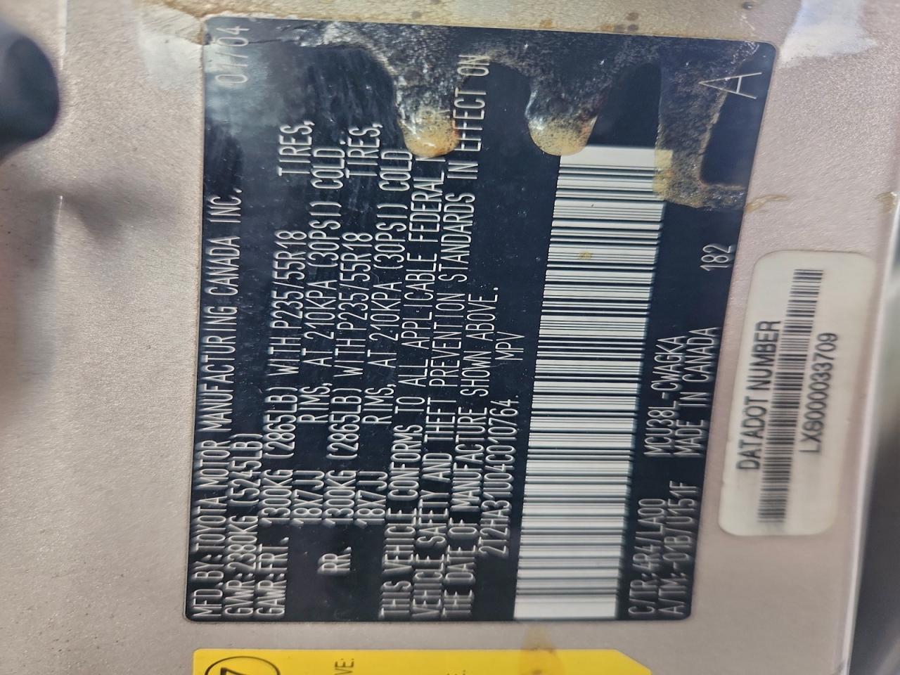 Lot #3301970471 2004 LEXUS RX 330