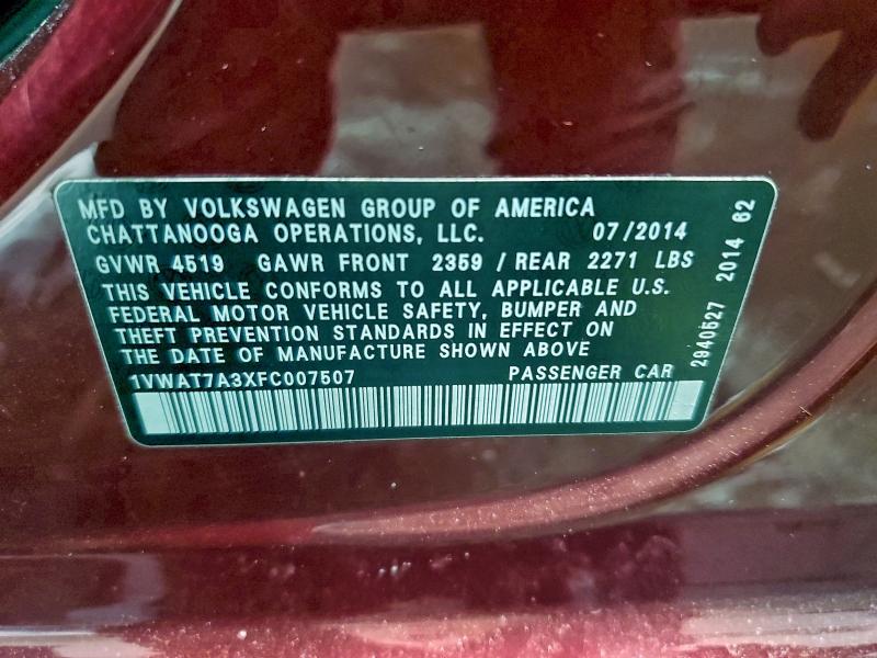 2015 VOLKSWAGEN PASSAT S #3305313305