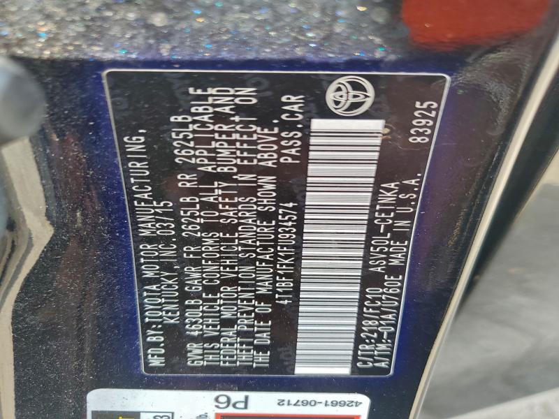 2015 TOYOTA CAMRY LE #3309280627