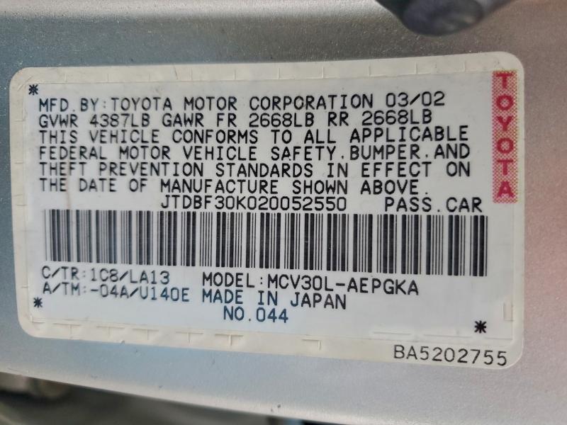 2002 TOYOTA CAMRY LE #3308522593