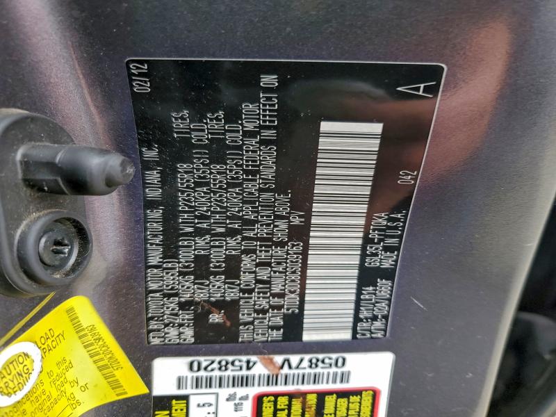 2012 TOYOTA SIENNA XLE #3309757843