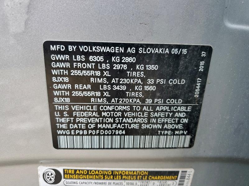 2015 VOLKSWAGEN TOUAREG V6 #3311485242