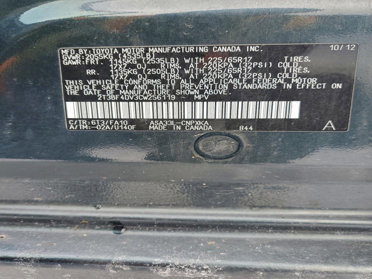 Lot #3311705246 2012 TOYOTA RAV4