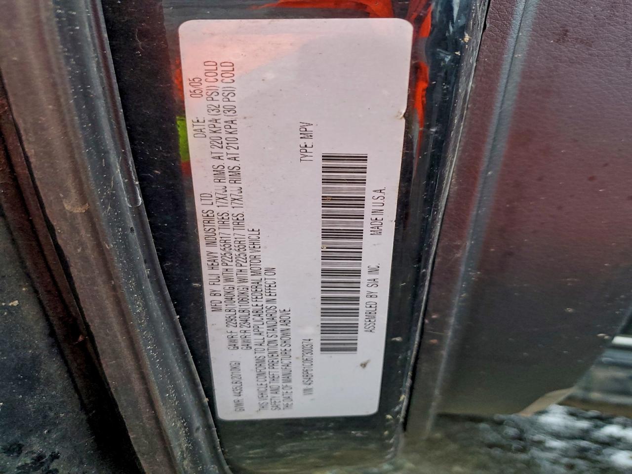 Lot #3319237712 2006 SUBARU LEGACY OUT