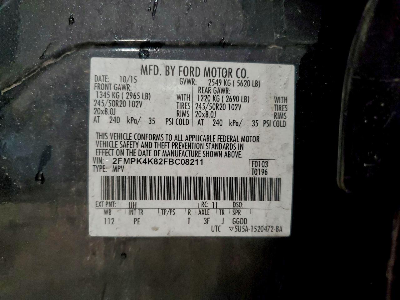 Lot #3317840217 2015 FORD EDGE