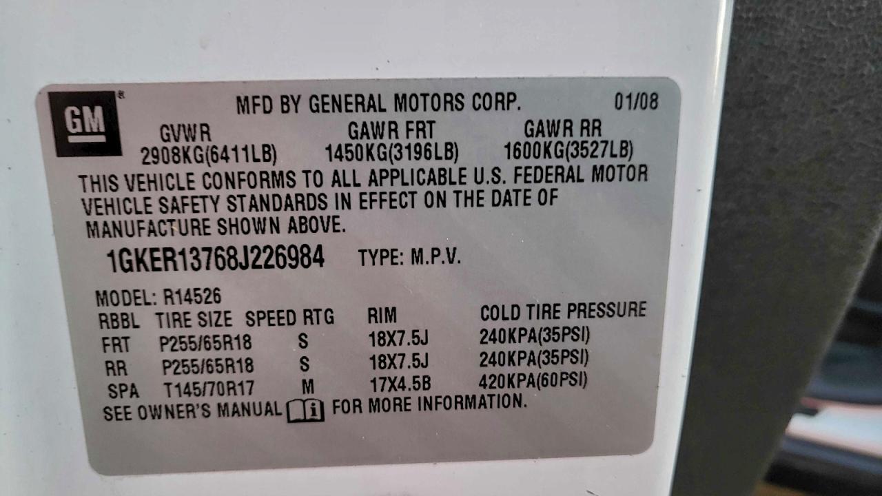 Lot #3305319345 2008 GMC ACADIA SLE