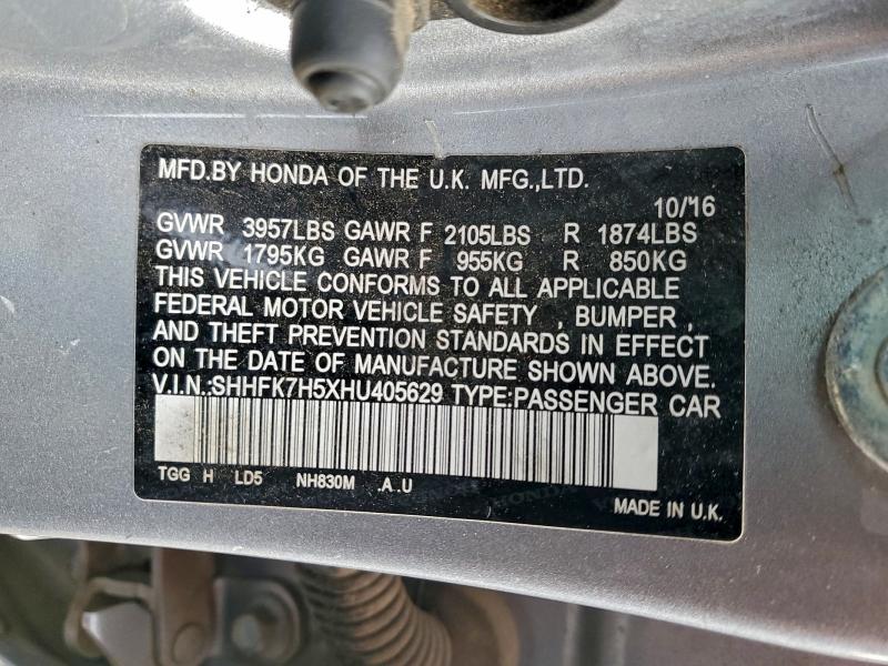 2017 HONDA CIVIC EX #3305305334