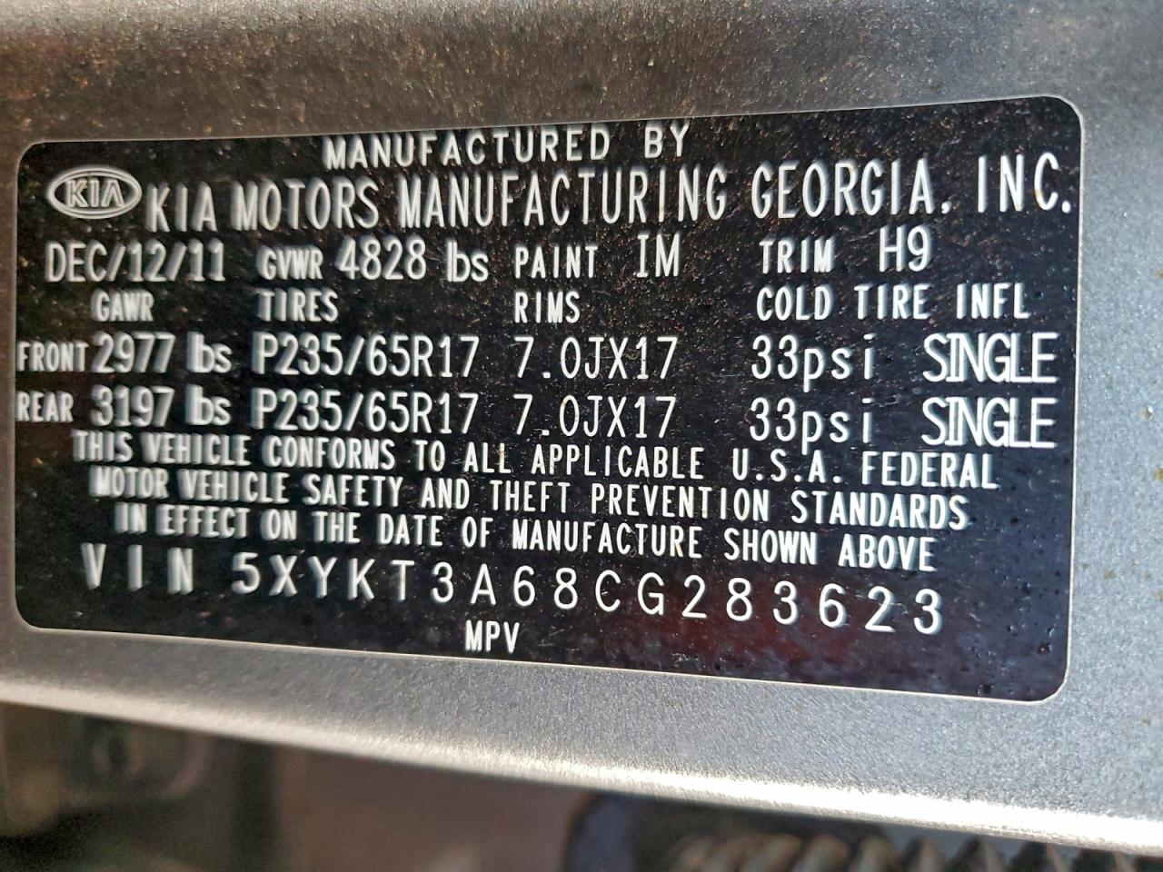 Lot #3316065268 2012 KIA SORENTO BA