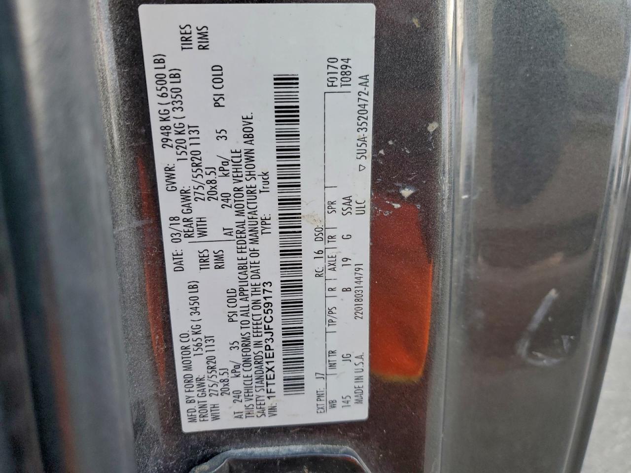 Lot #3310358964 2018 FORD F150 SUPER